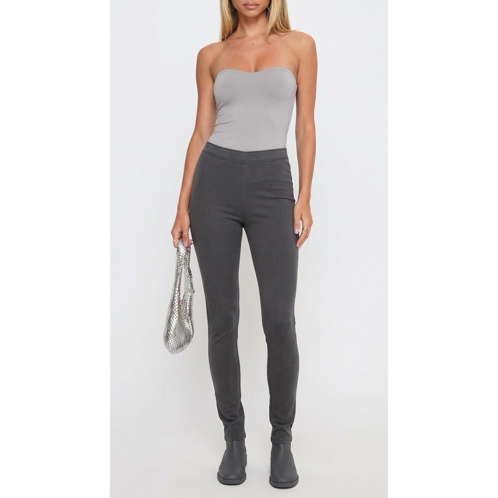 THEORY Rabbira Gray Charcoal Stretch Leggings Pants Wool Blend Elastic W